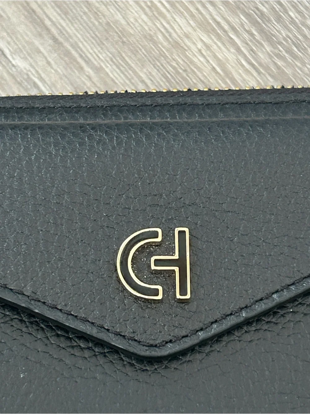 Cole Haan Black Leather Wallet with Gold Hardware